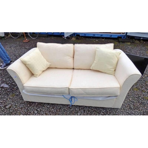 5098 - CREAM SOFA-BED ON CASTERS LENGTH 174 CM