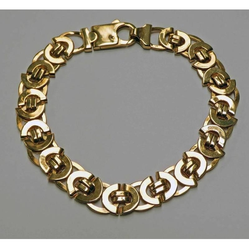 79 - 9CT GOLD FANCY LINK BRACELET  - 25.3 G, 23CM