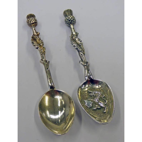 81 - 2 SCOTTISH SILVER SPOONS WITH THISTLE STEMS EDINBURGH 1903 & 1904