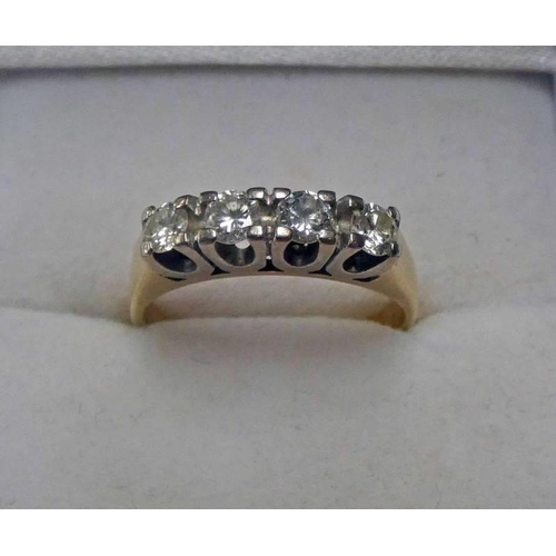 89 - 18CT GOLD 4-STONE DIAMOND SET RING, 0.5 CARATS IN TOTAL