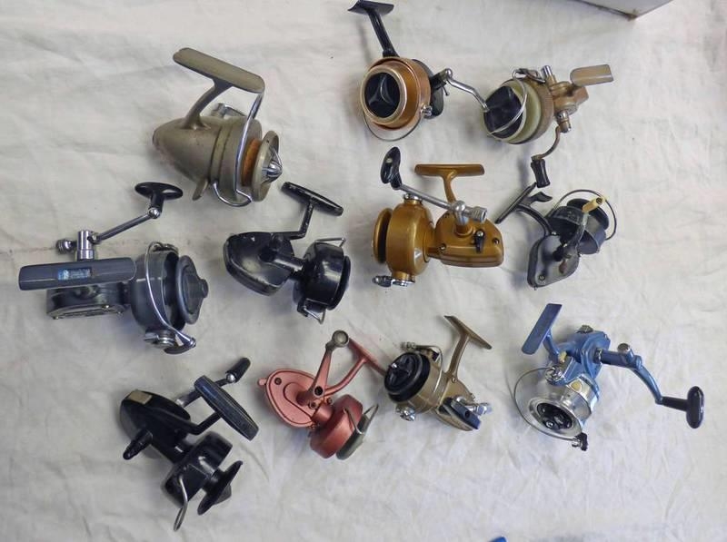 SELECTION OF SPINNING REELS TO INCLUDE SHAKESPEARE 2410, THE AMBILEX, NORIS  2010, INTREPID-DE-LUXE