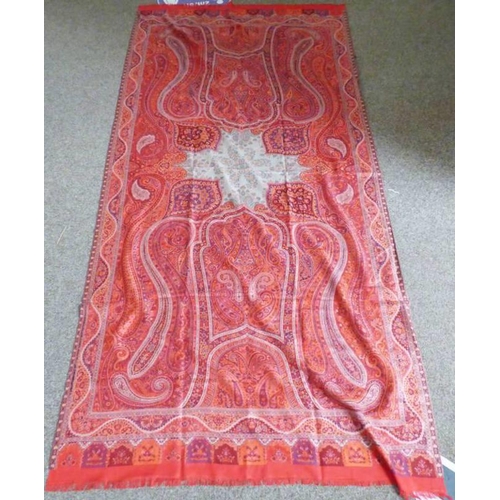 1570 - RED PAISLEY SHAWL 100 X 220CM