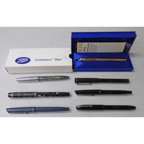 2419 - DE LA RUE ONOTO THE PEN WITH 14CT NIB. BOOTS CENTENARY YEAR PARKER PEN IN CASE, CONWAY STEWART 14CT ... 