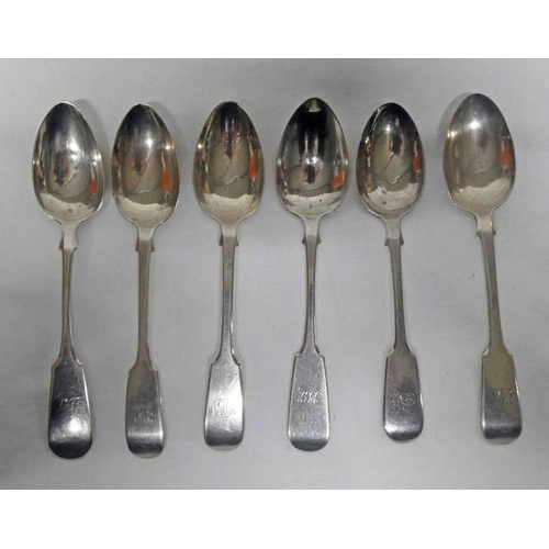 41 - PAIR SCOTTISH SILVER TEASPOONS, GLASGOW 1867 & SET OF 4 SILVER TEASPOONS, EXETER 1860