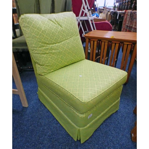 5031 - OVERSTUFFED CHAIR WITH GREEN CHECKED PATTERN