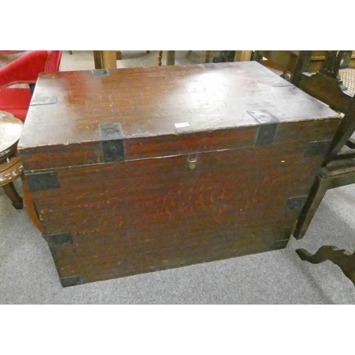 5034 - LATE 19TH CENTURY METAL BOUND SILVER TRUNK 61CM TALL