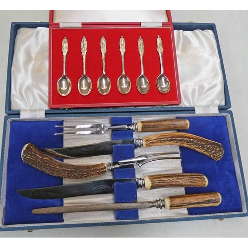 605 - CASED SET 6 SILVER TEASPOONS WITH FIGURAL TERMINALS : QUEEN VICTORIA TO QUEEN ELIZABETH II TO COMMEM... 