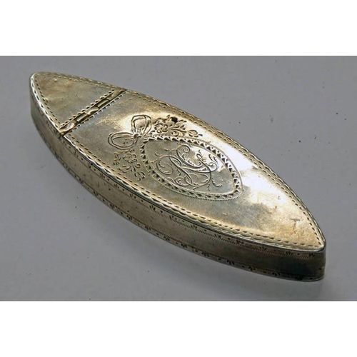 8 - SILVER SNUFF BOX WITH ENGRAVED DECORATION BIRMINGHAM 1784 BY SAMUEL PEMBERTON