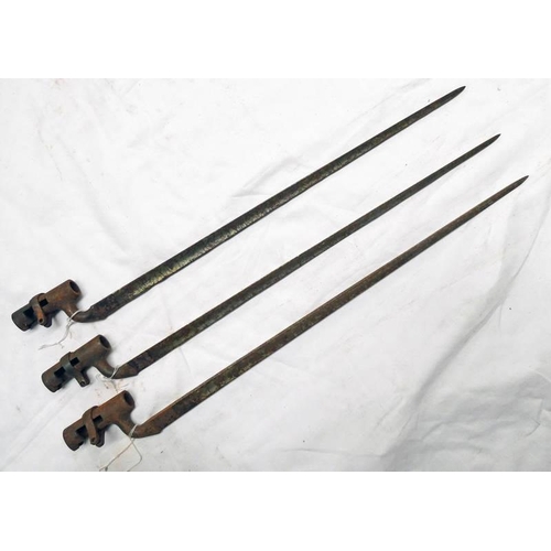 1536 - 3 MARTINI TYPE SOCKET BAYONETS WITH SEVERAL MARKINGS