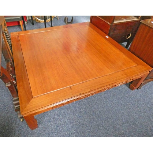 132 - ORIENTAL HARDWOOD COFFEE TABLE, WIDTH 127CM