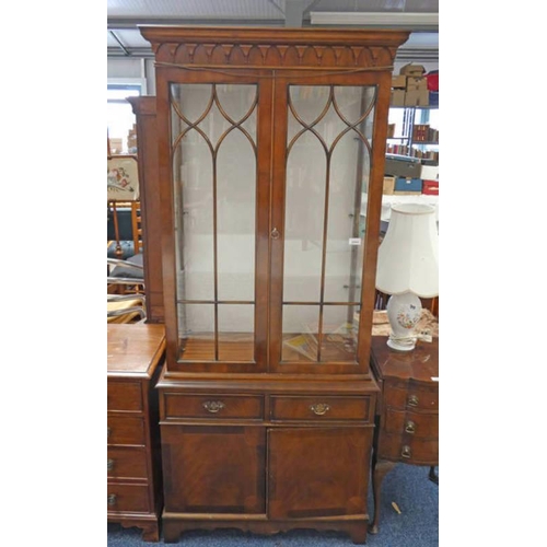 133 - 20TH CENTURY MAHOGANY BOOKCASE WITH 2 ASTRAGAL GLAZED DOORS 184CM TALL