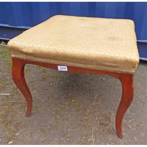 140 - 19TH CENTURY STOOL WITH SHAPED SUPPORTS, WIDTH 52CM