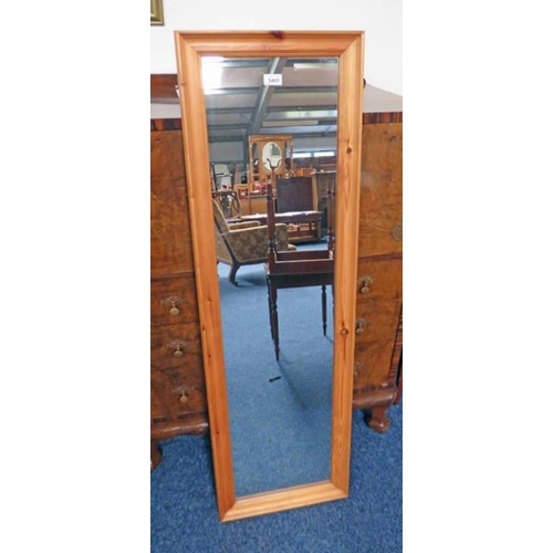 156 - PINE FRAMED RECTANGULAR MIRROR 39CM X 128CM
