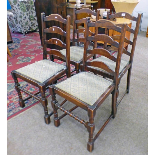 164 - SET OF 4 OAK CHAIRS ON TURNED SUPPORTS