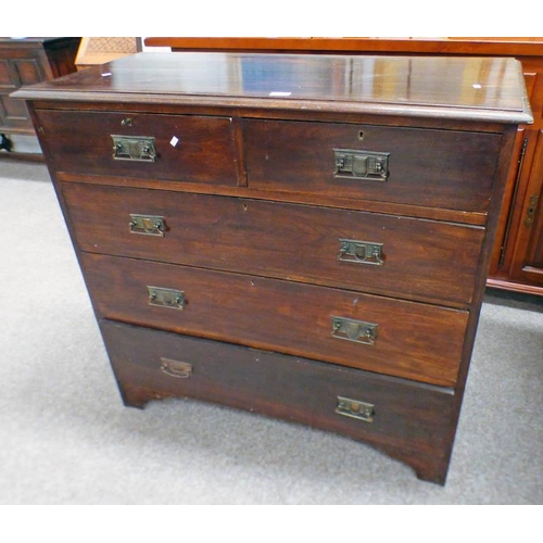 168 - EARLY 20TH CENTURY CHEST OF DRAWERS WITH 2 SHORT OVER 3 LONG DRAWERS, WIDTH 107CM, 19TH CENTURY MAHO... 