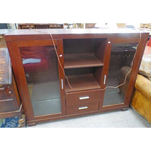 172 - 21ST CENTURY DARK OAK SIDE CABINET 119CM TALL X 150CM LONG