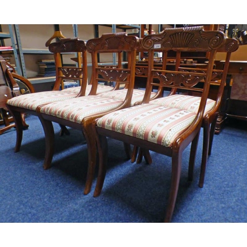 175 - SET OF 6 EARLY 19TH CENTURY CHAIRS WITH CARVED BOOKS & SABRE SUPPORTS