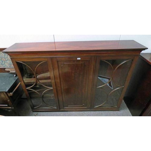 180 - EARLY 20TH CENTURY CABINET WITH CENTRALLY SET PANEL DOOR FLANKED BY 2 ASTRAGAL GLASS DOORS - LENGTH ... 