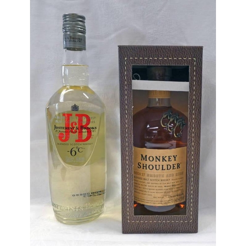 4045 - 2 BOTTLES OF BLENDED WHISKY : JUSTERINI & BROOKS - 6, 70CL,  40% & MONKEY SHOULDER - 70CL, 40% VOL .... 