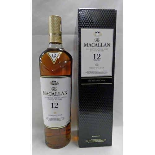4048 - 1 BOTTLE MACALLAN 12 YEAR OLD SHERRY OAK CASK SINGLE MALT WHISKY - 700ML, 40% VOL. BOXED