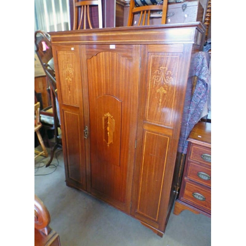 58 - MAHOGANY WARDROBE WITH INLAID DECORATION, LENGTH 108CM