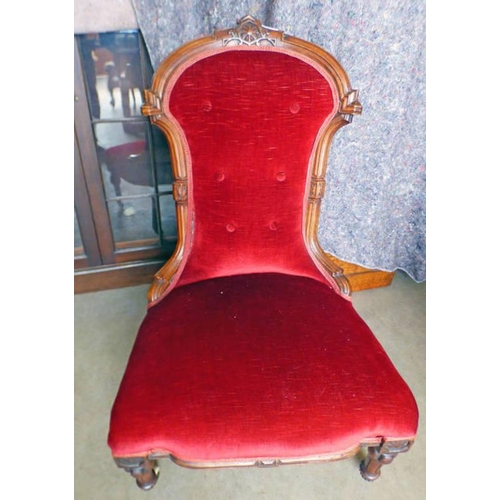 64 - 19TH CENTURY MAHOGANY FRAMED LADIES CHAIR, HEIGHT 95CM