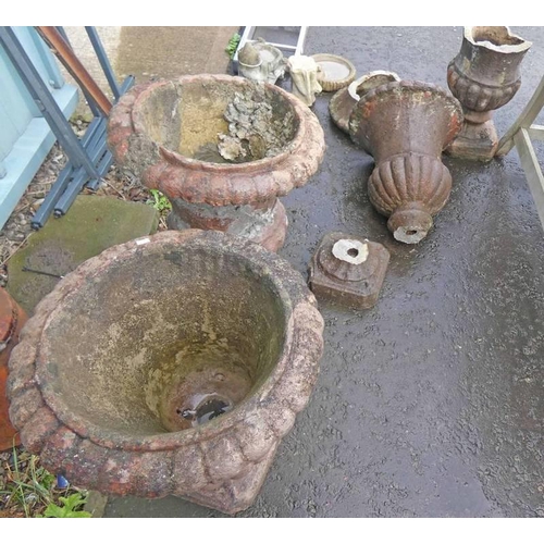 65J - 4 RECONSTITUTED STONE GARDEN URNS