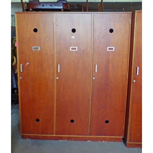 66 - THREE LOCKERS, LENGTH 157CM