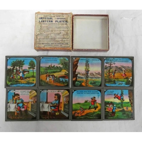 1638 - JACK AND THE BEAN STOCK COLOURED LANTERN SLIDES IN A BOX