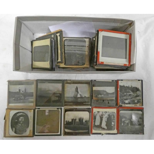 1641 - SELECTION OF LANTERN SLIDES WITH VARIOUS SCENES TO INCLUDE DUNDEE HIGH STREET, CAUSEWAY STAFFA, WIND... 