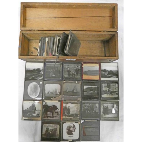 1642 - SELECTION OF COLOURED AND OTHER GLASS LANTERN SLIDES ON VARIOUS SUBJECTS TO INCLUDE SAILING AND STEA... 