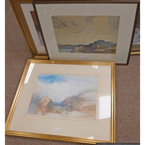 1049 - FRAMED RUSSELL FLINT PRINT AND A GILT FRAMED PRINT BY JOSEPH TURNER -2-