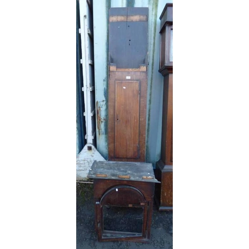 212 - 19TH CENTURY INLAID MAHOGANY LONG CASE CLOCK CASE WITH HOOD