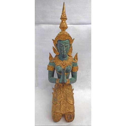 3013 - ORIENTAL METAL KNEELING FIGURE - 34 CM HIGH