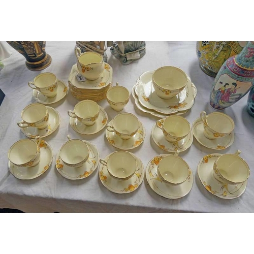 3040 - GRAFTON CHINA FLORAL DECORATED 12 PLACE TEA SET, PATTERN NO 5715