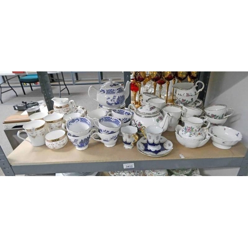 3413 - DUCHESS BLUE AND WHITE PORCELAIN TEASET , DUCHESS FLORAL DECORATED TEASET AND OTHER TEA WARE ON ONE ... 