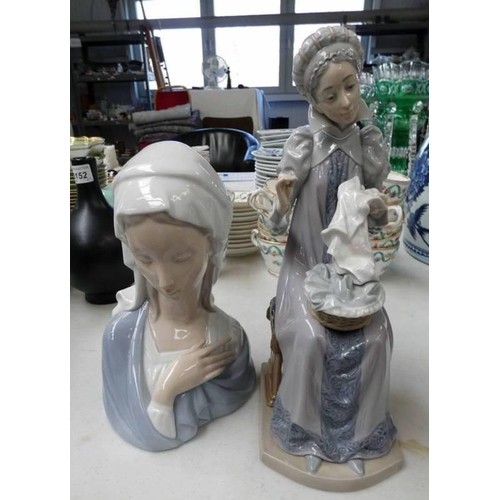 3416 - LLADRO FIGURE HEAD MADONNA AND LLADRO , FIGURES LADY SEWING