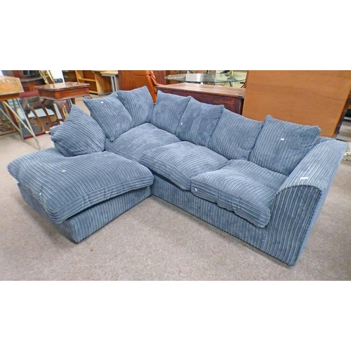 554 - 21ST CENTURY GREY OVERSTUFFED CORNER SETTEE