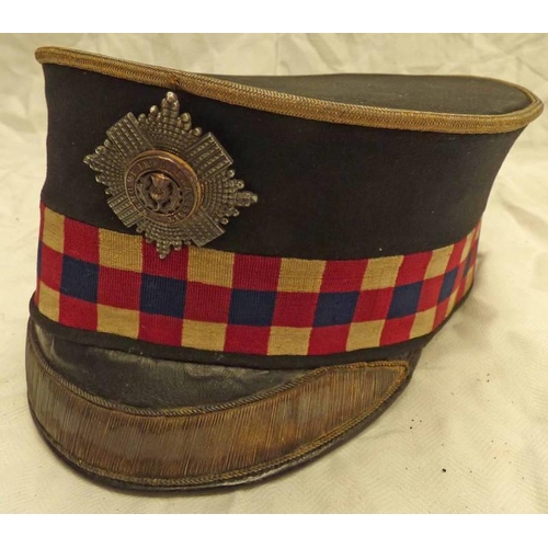 1014 - ARTHUR RAMSAY, 14TH EARL OF DALHOUSIE SCOTS GUARDS SHAKO WITH CHEQUERED BAND, BULLION PEAK, MADE BY ... 