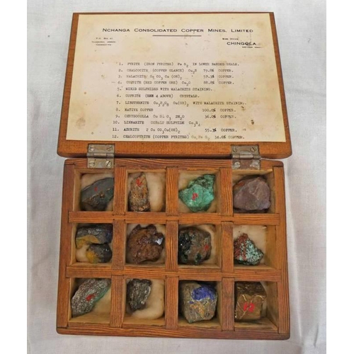 1048 - CASED NCHANGA CONSOLIDATED COPPER MINES LIMITED MINERAL SPECIMENS TO INCLUDE PYRITE, CHALCOCITE, MAL... 