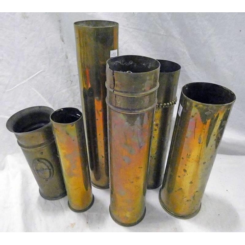 1052 - 6 WORLD WAR ONE TRENCH ART / SHELL CRAFT ARTILLERY SHELLS