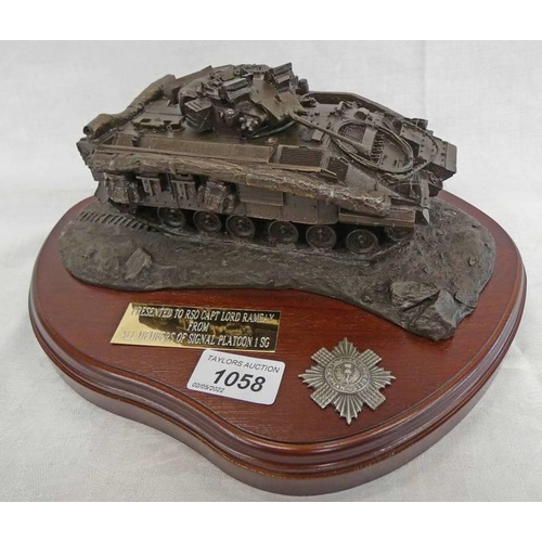 1058 - BALLANTYNES OF WALKERBURN DESERT WARRIOR INFANTRY ARMOURED FIGHTING VEHICLE ON PLINTH WITH PLAQUE TH... 