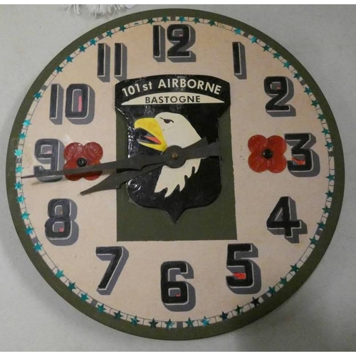 1070 - REPRODUCTION CIRCULAR WALL CLOCK MARKED 101ST AIRBORNE BASTOGNE