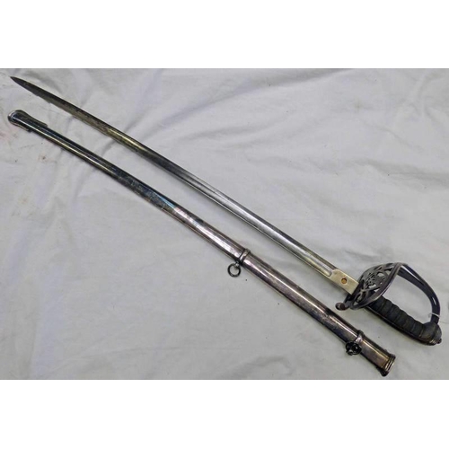 1084 - 1827 PATTERN RIFLE OFFICERS SWORD WITH 82CM LONG SLIGHTLY CURVED BLADE WITH ETCHING TO INCLUDE STRUN... 