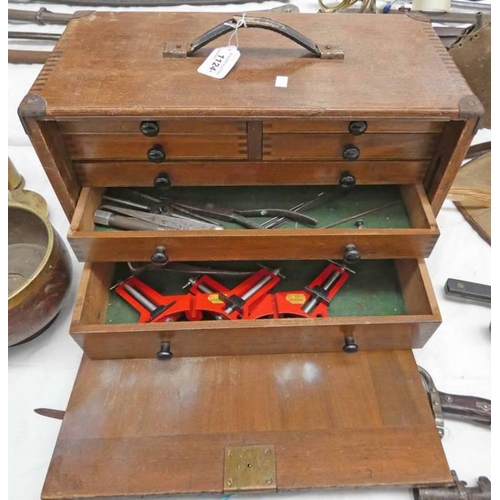 1124 - 7 DRAWER MOORE & WRIGHT SHEFFIELD ENGINEERS TOOL CABINET WITH CONTENTS OF VARIOUS TOOLS