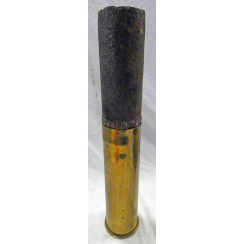 1125 - WORLD WAR ONE 1917 AFM BRASS ARTILLERY SHELL WITH SHELL HEAD (NO FUSE) 46CM TALL