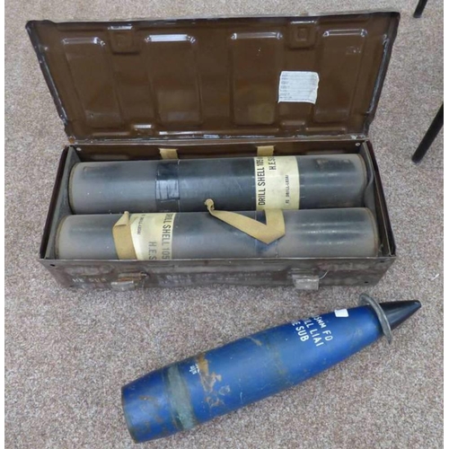 1131A - TWO CASED INERT 105MM DRILL ROUNDS IN TUBES IN A METAL CASE