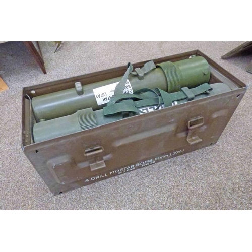 1146A - 2 DOUBLE MORTAR BOMB TUBES IN METAL CASES