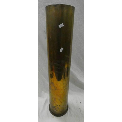 1158 - WORLD WAR TWO 1945 DATED 5 INCH MK5 38 CAL BRASS NAVAL ARTILLERY SHELL, 68CM TALL