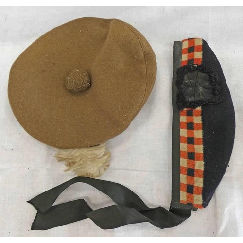 1168 - W JARDINE & SON LTD BALMORAL HAT WITH TARTAN PATCH & FEATHER AND A GLENGARRY -2-